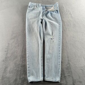 Vintage Levis 501S Jeans Womens 28x28 Light Blue Skinny Button Distressed Y2K